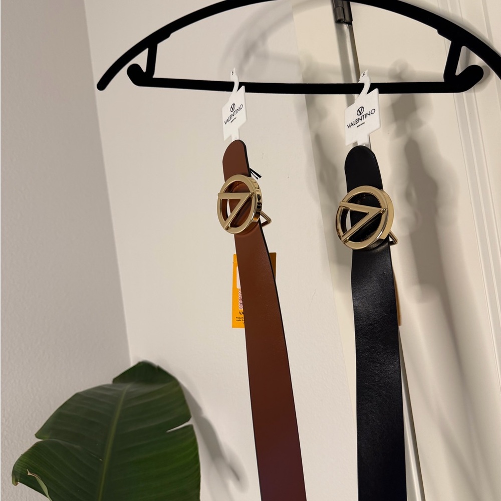 Valentino by Mario Brown and Black Leather Belts